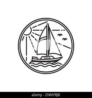 sailboat design outline simple monoline sailboat isolated on white background Stock Vector
