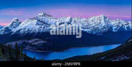 Spray Lake, Mt. Nestor, and Goat Mountain, Canmore, Alberta, Canada Stock Photo