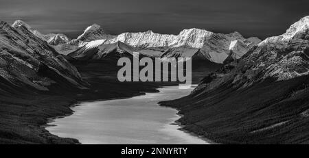 Spray Lake, Mt. Nestor, and Goat Mountain, Canmore, Alberta, Canada Stock Photo