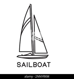 sailboat design outline simple monoline sailboat isolated on white background Stock Vector