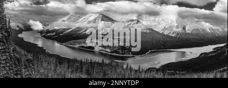 Spray Lake, Mt. Nestor, and Goat Mountain, Canmore, Alberta, Canada Stock Photo