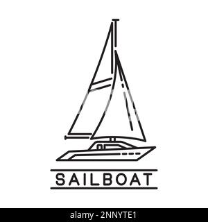 sailboat design outline simple monoline sailboat isolated on white background Stock Vector