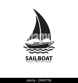 symbol of sailboat silhouette sea transportation design vector Stock Vector