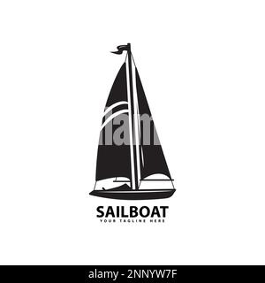 symbol of sailboat silhouette sea transportation design vector Stock Vector