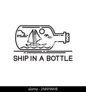 Pirate Ship Design Monoline Sailing Ship Vector Illustration Stock