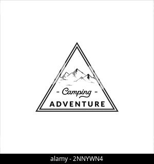vintage logo triangle camping adventure Stock Vector