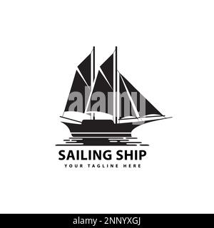 symbol of sailing ship silhouette sea transportation design vector Stock Vector