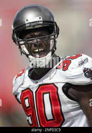 12 OCT 2008: Gaines Adams of the Buccaneers is all smiles after