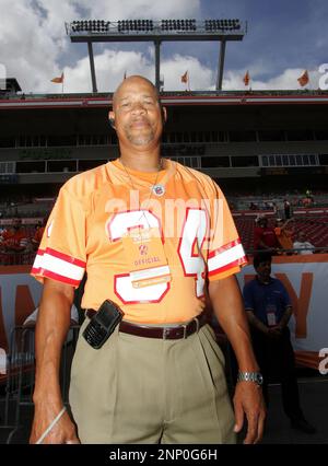 08 NOV 2009: 1979 Tampa Bay Buccaneers Jim Obradovich (86), Danny Reece  (46), Dave Reavis (75) and Cecil Johnson (56) wearing the old jersey before  the game between the Green Bay Packers