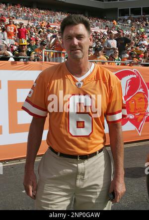 08 NOV 2009: 1979 Tampa Bay Buccaneers Jim Obradovich (86), Danny Reece  (46), Dave Reavis (75) and Cecil Johnson (56) wearing the old jersey before  the game between the Green Bay Packers