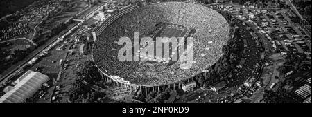 Aerial view of match on football stadium, Rose Bowl Stadium, Pasadena, Los Angeles County, California, USA Stock Photo