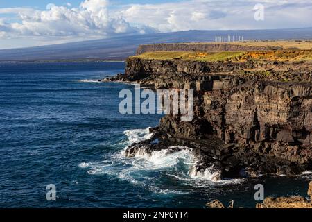 Ka Lae’s claim to fame is that it is the southernmost point of land in the United States. Also known as “South Point,” it’s believed that Ka Lae is th Stock Photo