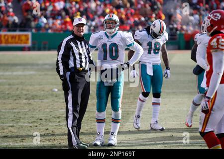 Miami Dolphins quarterback Chad Pennington passes the ball during the first  quarter of an NFL football game against the Kansas City Chiefs Sunday, Dec.  21, 2008 in Kansas City, Mo. Miami won