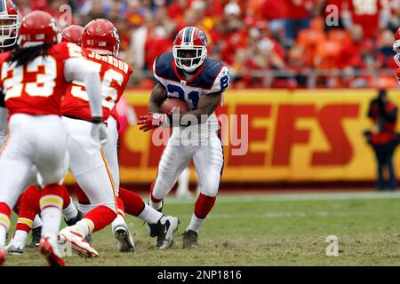 31 October 2010: Jamaal Charles of the Chiefs runs with the football. The  Kansas City Chiefs defeated the Buffalo Bills 13 to 10 in the final seconds  of overtime at Arrowhead Stadium