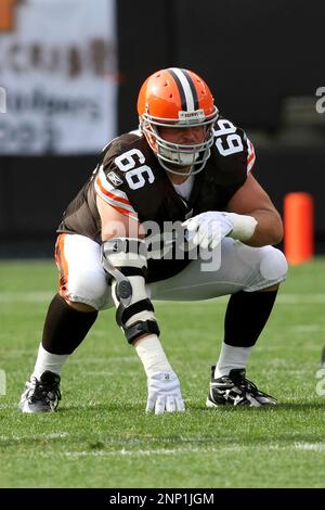 25 October 2009: Cleveland Browns fan dressed with a pumpkin on