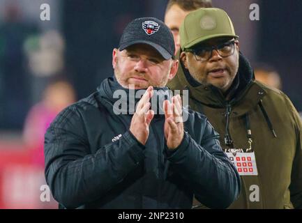 WASHINGTON, DC, USA - 25 FEBRUARY 2023: DC United manager Wayne Rooney at the end of a MLS match between D.C United and Toronto FC, on February 25, 2023, at Audi Field, in Washington, DC. (Photo by Tony Quinn-Alamy Live News) Stock Photo