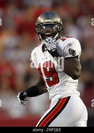 28 AUG 2010: Mike Williams of the Buccaneers watches the instant replay of  his catch and run during the Preseason game between the Jacksonville Jaguars  and the Tampa Bay Buccaneers at Raymond