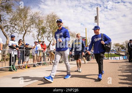 Pitching coach Mark Prior of the Los Angeles Dodgers speaks with relief  pitch Alex Wood (57) as catcher Austin Barnes (15) looks on against the  Colorado Rockies in the ninth inning of