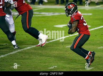 Landover, United States. 09th Jan, 2021. Tampa Bay Buccaneers wide receiver  Antonio Brown (81) celebrates with teammate Chris Godwin (R) after a  36-yard touchdown against the Washington Football Team during the first