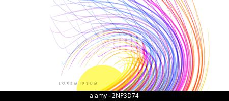 Curved lines with perspective effect. Optical fiber. 3d abstract background. Vector illustration. Stock Vector