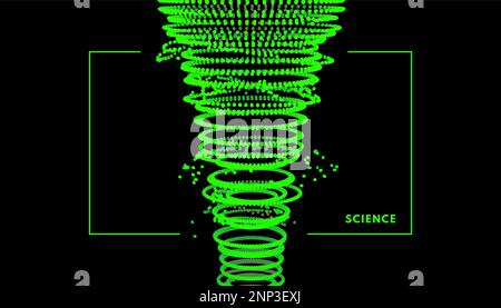 Array with dynamic particles. Vector sound wave. 3d technology style. Abstract background. Vector illustration. Stock Vector