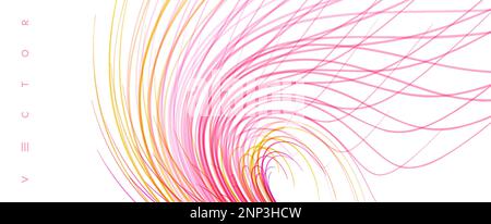 Curved lines with perspective effect. Optical fiber. 3d abstract background. Vector illustration. Stock Vector