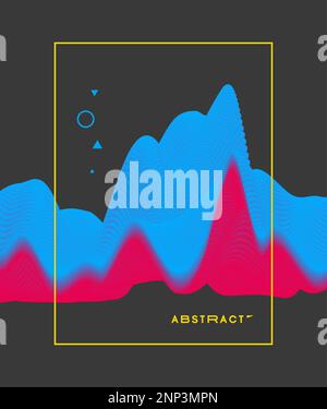 Big data graph visualization. Sound wave. Abstract background with dynamic particles. Connection structure. 3d vector illustration for placards, flyer Stock Vector
