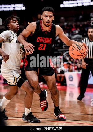 February 25, 2023 Anaheim, CA.Cenetennial Corona (22) Devin Williams in  action during the CIF-SS Boys Open DIV Basketball Championship Game.  Centennial Corona vs St. John Bosco.Centennial defeats Bosco 58-57..Louis  Lopez/Modern Exposure/Cal Sport