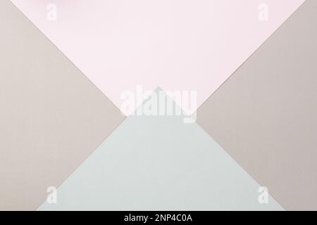 Abstract Pastel and Muted Tones Paper Texture Minimalist Background. Geometrical pale colored paper flat lay background. Minimalism, geometry and symm Stock Photo
