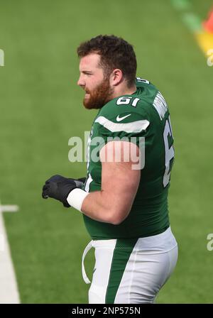 INGLEWOOD, CA - DECEMBER 20: New York Jets Quarterback Sam Darnold (14)  warms up during an NFL game between the New York Jets and the Los Angeles  Rams on December 20, 2020