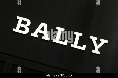 The logo of Bally is seen at Ginza district in Chuo Ward Tokyo on