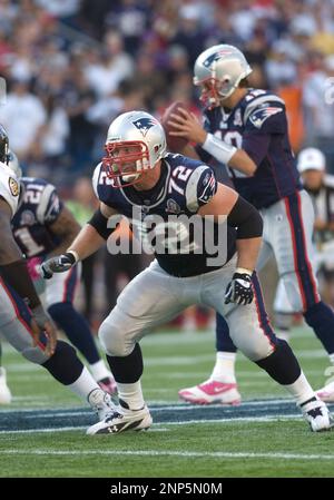 04 October 2009. Patriot Tackle Matt Light (72) and Offensive Line Coach  Dante Scarnecchia on the sidelines. The New England Patriots defeated the  Baltimore Ravens 27 to 21 in NFL Week 4