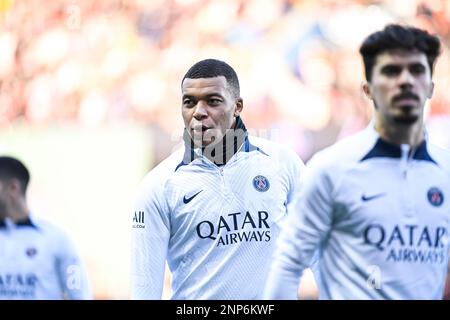 Kylian Mbappe during the public training of the Paris Saint-Germain (PSG) football team on February 24, 2023 at the Parc des Princes stadium in Paris, France - Photo Victor Joly / DPPI Stock Photo