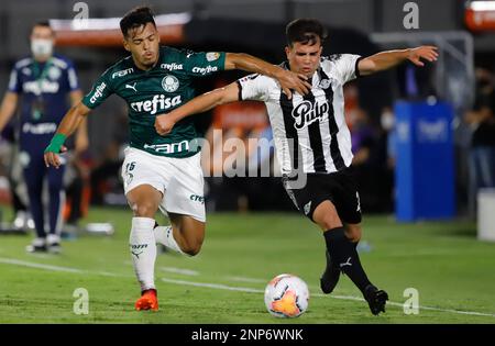 Gabriel Menino of Brazil s Palmeiras left and Hugo Martinez of