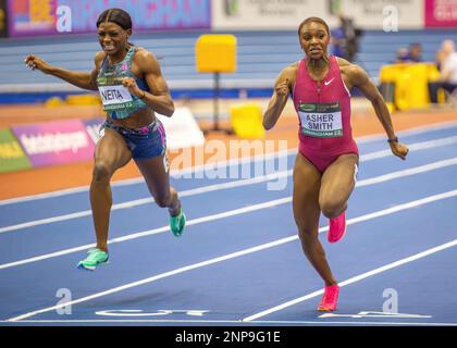 Dina Asher-Smith 60m UK Record at Birmingham World Tour Indoor Athletics at the Utilita Arena, Birmingham, UK on 25 February 2023. Photo by Mark Dunn. Stock Photo