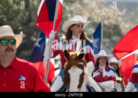 Houston, USA. 25th Feb, 2023. Cowgirls get ready before the 91st Downtown Rodeo Parade in Houston, Texas, the United States, Feb. 25, 2023. Credit: Chen Chen/Xinhua/Alamy Live News Stock Photo