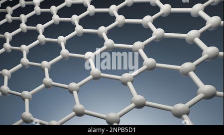 Graphene crystal lattice 3D render Stock Photo