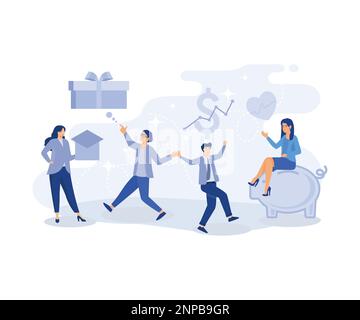 Employee benefits and compensation for staff advantage, reward to motivate employee concept,modern flat vector illustration Stock Vector