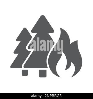 forest fire silhouette vector icon Stock Vector