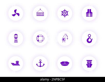 harbor purple color vector icons Stock Vector
