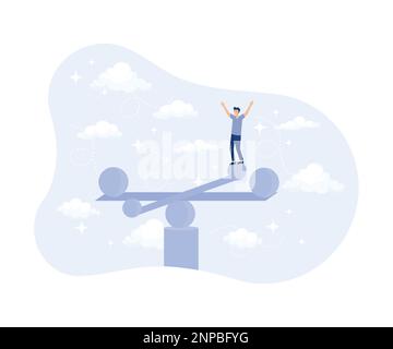 Balancing Risk Cartoon Risk management, control and measurement vector illustration. Cartoon ...
