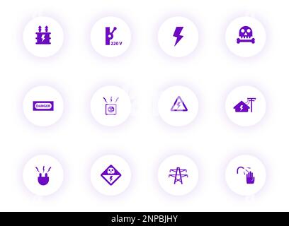 high voltage purple color vector icons Stock Vector