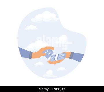 Money can buy happiness,financial goal vs work life balance and enjoy life concept,modern flat vector illustration Stock Vector