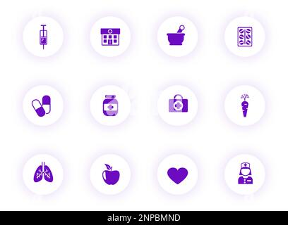 healthcare purple color vector icons Stock Vector
