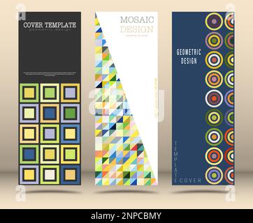 A set of designs of different styles. Template for background, cover, screensaver, website and creative idea. Layout for interior design, corporate st Stock Vector