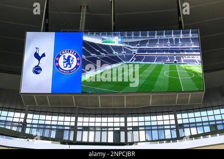 Tottenham Hotspur Stadium, London, UK. 26th Feb, 2023. Premier League Football, Tottenham Hotspur versus Chelsea; Big screen displays the pitch view Credit: Action Plus Sports/Alamy Live News Stock Photo