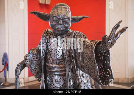 Statue of Yoda from Star Wars at art exhibition in Poland Stock Photo