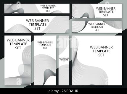 Abstract banner design web template Set, Horizontal header web banner. Modern Gradient banner set. Stock Vector