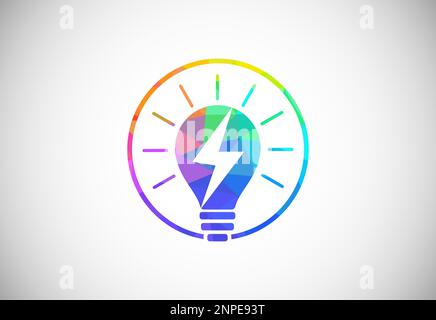 Polygonal low poly electricity logo template lighting bolt sign symbol Stock Vector