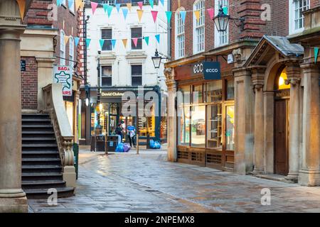 Rainy evening on Sussex Street in Cambridge. Stock Photo
